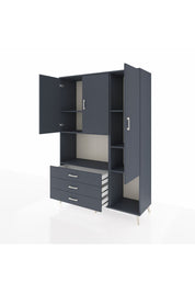 Hyperion Dolap 6 Raflı 3 Çekmeceli 3 Kapaklı 132x44x195 Antrasit-Antrasit/Antrasit