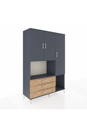 Hyperion Dolap 6 Raflı 3 Çekmeceli 3 Kapaklı 132x44x195 Antrasit-Antrasit/Çam