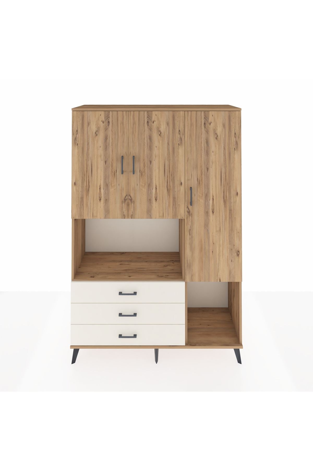 Hyperion Dolap 6 Raflı 3 Çekmeceli 3 Kapaklı 132x44x195 Çam-Çam/Aytaşı