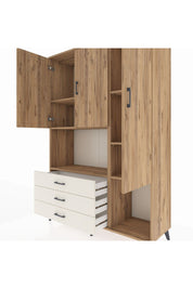 Hyperion Dolap 6 Raflı 3 Çekmeceli 3 Kapaklı 132x44x195 Çam-Çam/Aytaşı