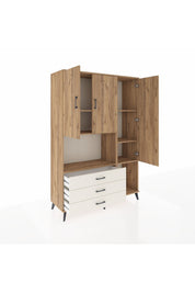 Hyperion Dolap 6 Raflı 3 Çekmeceli 3 Kapaklı 132x44x195 Çam-Çam/Aytaşı