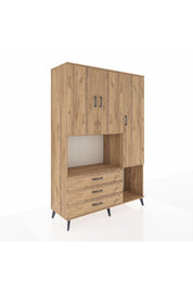Hyperion Dolap 6 Raflı 3 Çekmeceli 3 Kapaklı 132x44x195 Çam-Çam/Çam