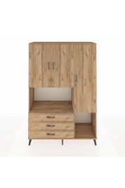 Hyperion Dolap 6 Raflı 3 Çekmeceli 3 Kapaklı 132x44x195 Çam-Çam/Çam