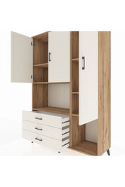 Hyperion Dolap 6 Raflı 3 Çekmeceli 3 Kapaklı 132x44x195 Çam-Aytaşı/Aytaşı