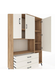 Hyperion Dolap 6 Raflı 3 Çekmeceli 3 Kapaklı 132x44x195 Çam-Aytaşı/Aytaşı