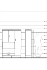 Hyperion Dolap 6 Raflı 3 Çekmeceli 3 Kapaklı 132x44x195 Çam-Aytaşı/Aytaşı