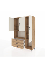 Hyperion Dolap 6 Raflı 3 Çekmeceli 3 Kapaklı 132x44x195 Çam-Aytaşı/Çam