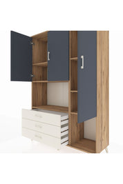 Hyperion Dolap 6 Raflı 3 Çekmeceli 3 Kapaklı 132x44x195 Çam-Antrasit/Aytaşı