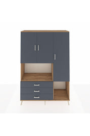 Hyperion Dolap 6 Raflı 3 Çekmeceli 3 Kapaklı 132x44x195 Çam-Antrasit/Antrasit