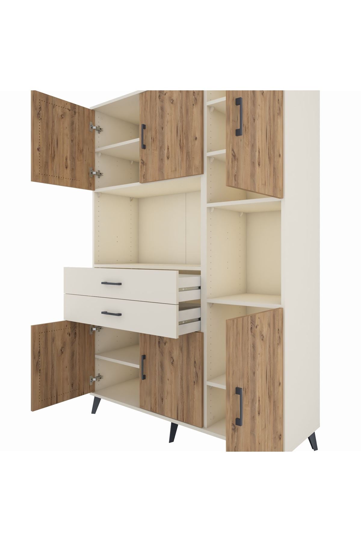 Hyperion Dolap 9 Raflı 2 Çekmeceli 6 Kapaklı 132x44x195 Aytaşı-Çam/Aytaşı