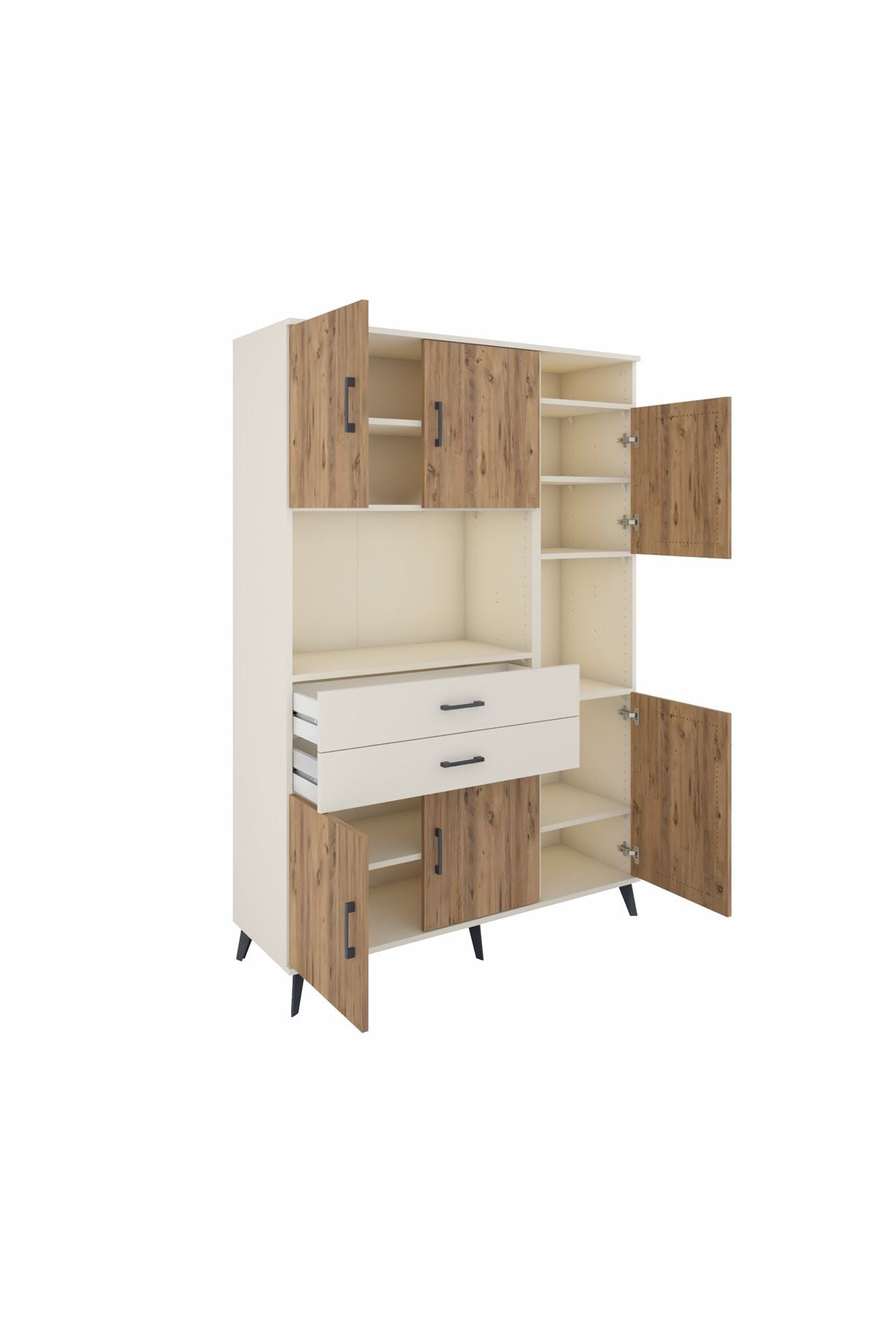 Hyperion Dolap 9 Raflı 2 Çekmeceli 6 Kapaklı 132x44x195 Aytaşı-Çam/Aytaşı