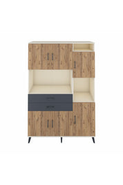 Hyperion Dolap 9 Raflı 2 Çekmeceli 6 Kapaklı 132x44x195 Aytaşı-Çam/Antrasit