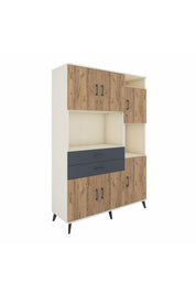 Hyperion Dolap 9 Raflı 2 Çekmeceli 6 Kapaklı 132x44x195 Aytaşı-Çam/Antrasit