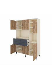 Hyperion Dolap 9 Raflı 2 Çekmeceli 6 Kapaklı 132x44x195 Aytaşı-Çam/Antrasit