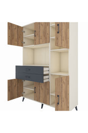 Hyperion Dolap 9 Raflı 2 Çekmeceli 6 Kapaklı 132x44x195 Aytaşı-Çam/Antrasit