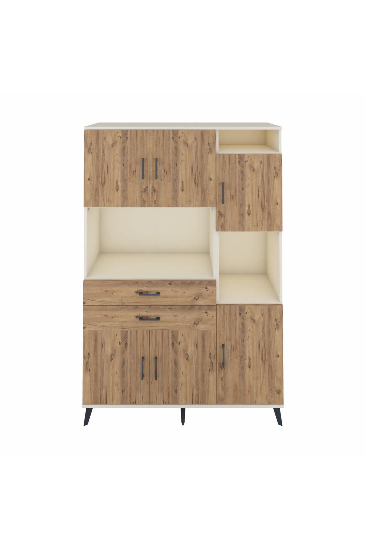 Hyperion Dolap 9 Raflı 2 Çekmeceli 6 Kapaklı 132x44x195 Aytaşı-Çam/Çam