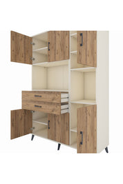 Hyperion Dolap 9 Raflı 2 Çekmeceli 6 Kapaklı 132x44x195 Aytaşı-Çam/Çam