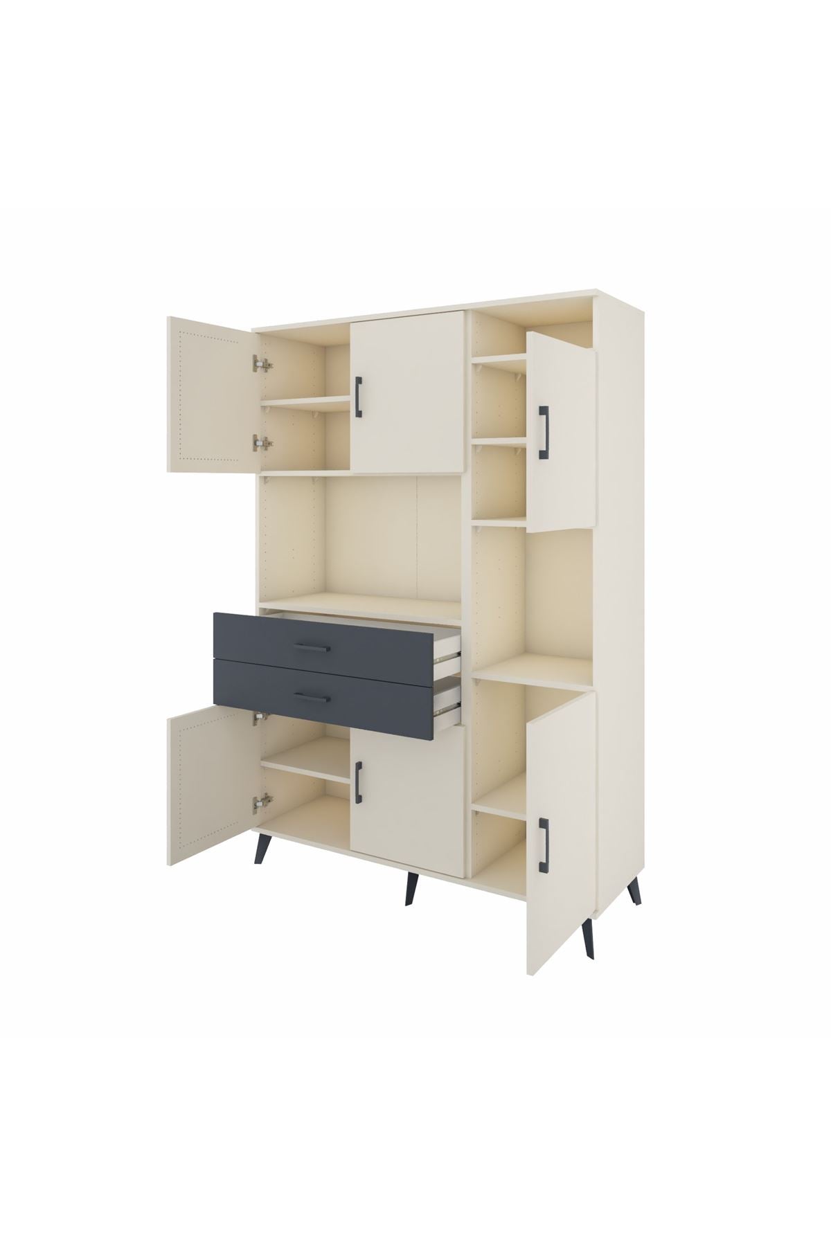 Hyperion Dolap 9 Raflı 2 Çekmeceli 6 Kapaklı 132x44x195 Aytaşı-Aytaşı/Antrasit