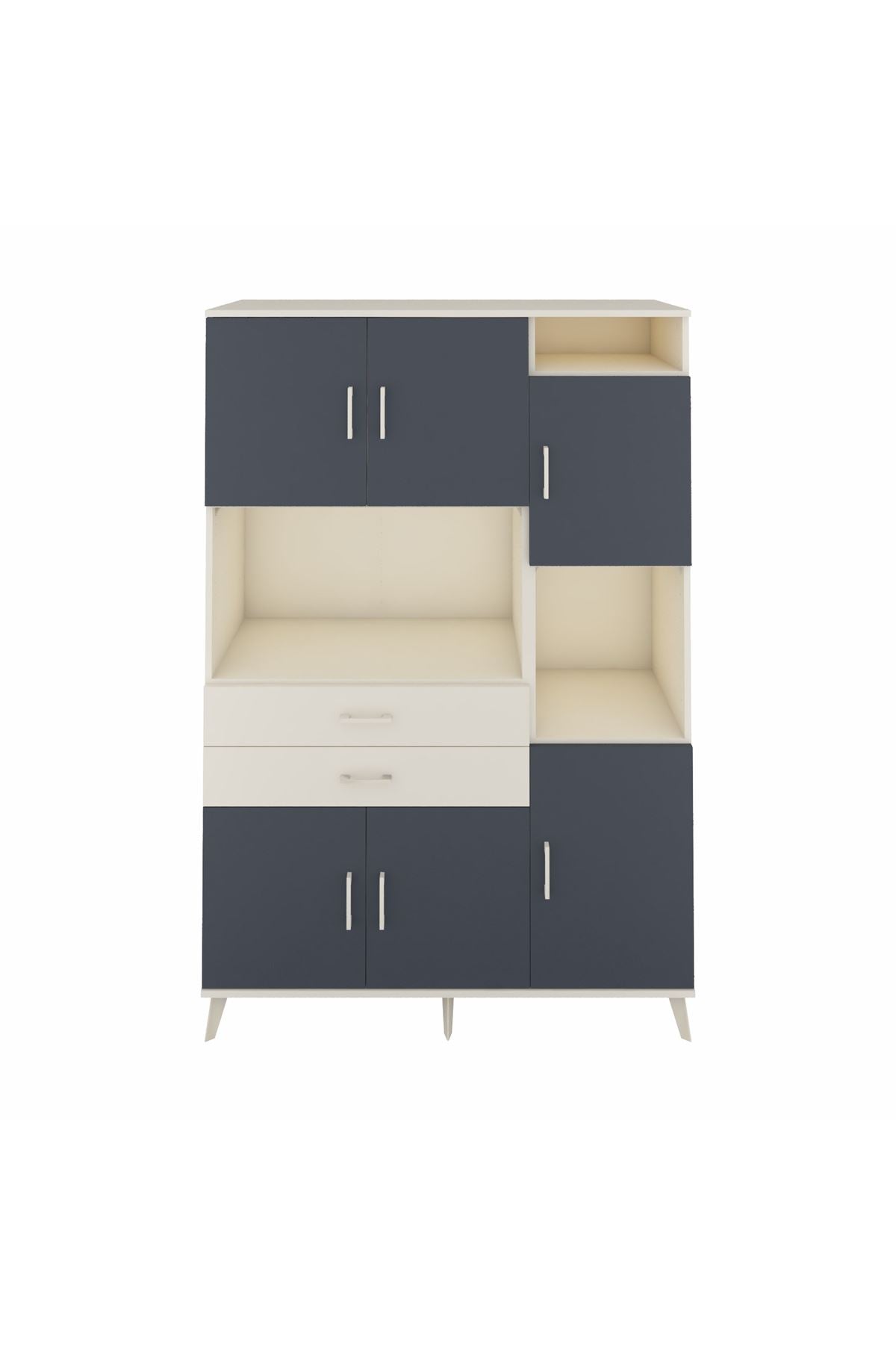 Hyperion Dolap 9 Raflı 2 Çekmeceli 6 Kapaklı 132x44x195 Aytaşı-Antrasit/Aytaşı