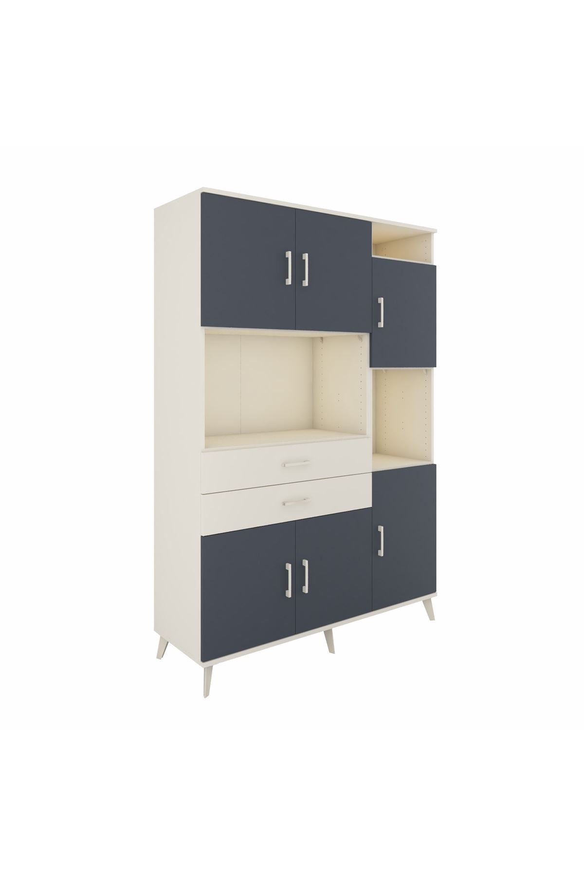 Hyperion Dolap 9 Raflı 2 Çekmeceli 6 Kapaklı 132x44x195 Aytaşı-Antrasit/Aytaşı