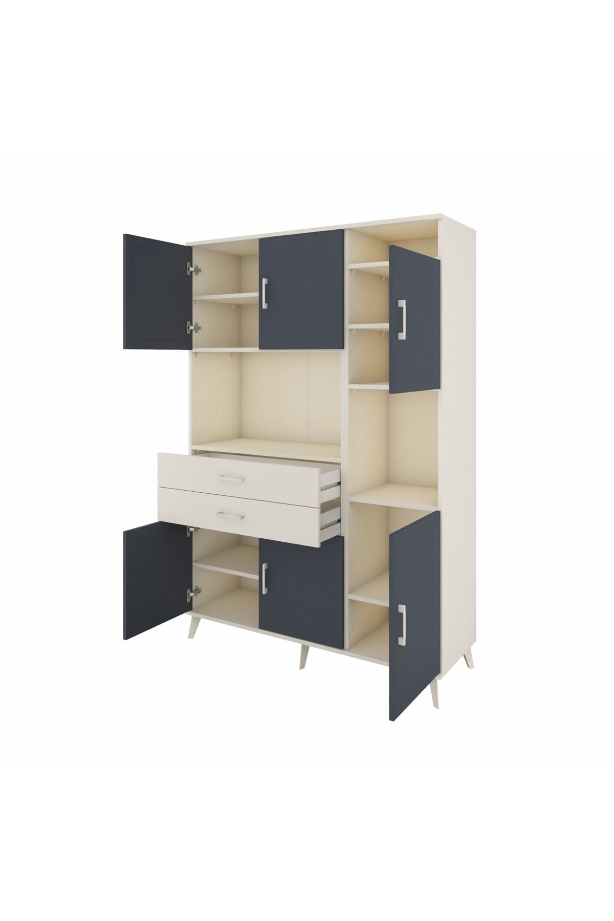 Hyperion Dolap 9 Raflı 2 Çekmeceli 6 Kapaklı 132x44x195 Aytaşı-Antrasit/Aytaşı