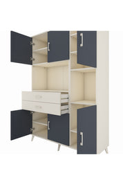 Hyperion Dolap 9 Raflı 2 Çekmeceli 6 Kapaklı 132x44x195 Aytaşı-Antrasit/Aytaşı