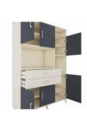 Hyperion Dolap 9 Raflı 2 Çekmeceli 6 Kapaklı 132x44x195 Aytaşı-Antrasit/Aytaşı