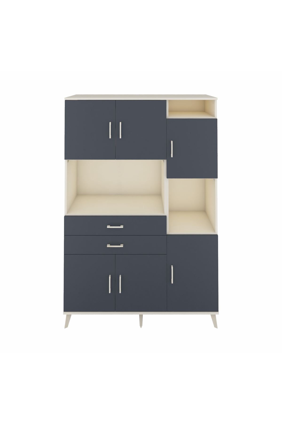 Hyperion Dolap 9 Raflı 2 Çekmeceli 6 Kapaklı 132x44x195 Aytaşı-Antrasit/Antrasit