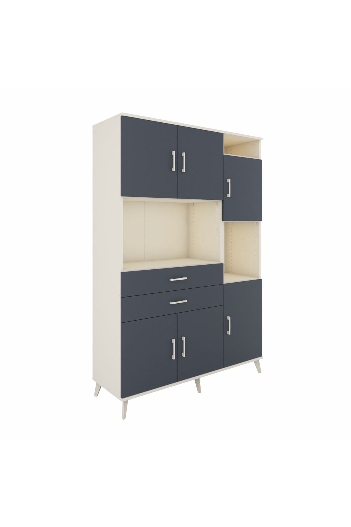 Hyperion Dolap 9 Raflı 2 Çekmeceli 6 Kapaklı 132x44x195 Aytaşı-Antrasit/Antrasit