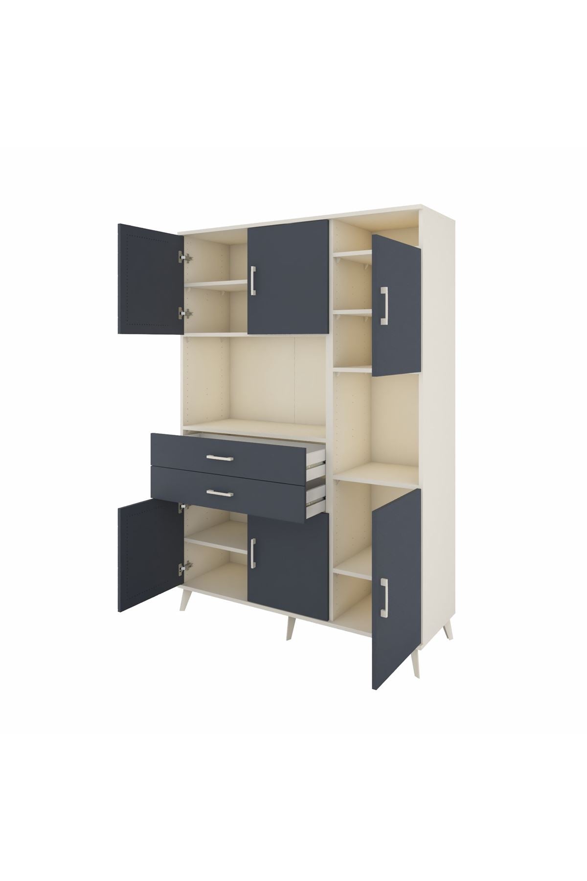 Hyperion Dolap 9 Raflı 2 Çekmeceli 6 Kapaklı 132x44x195 Aytaşı-Antrasit/Antrasit