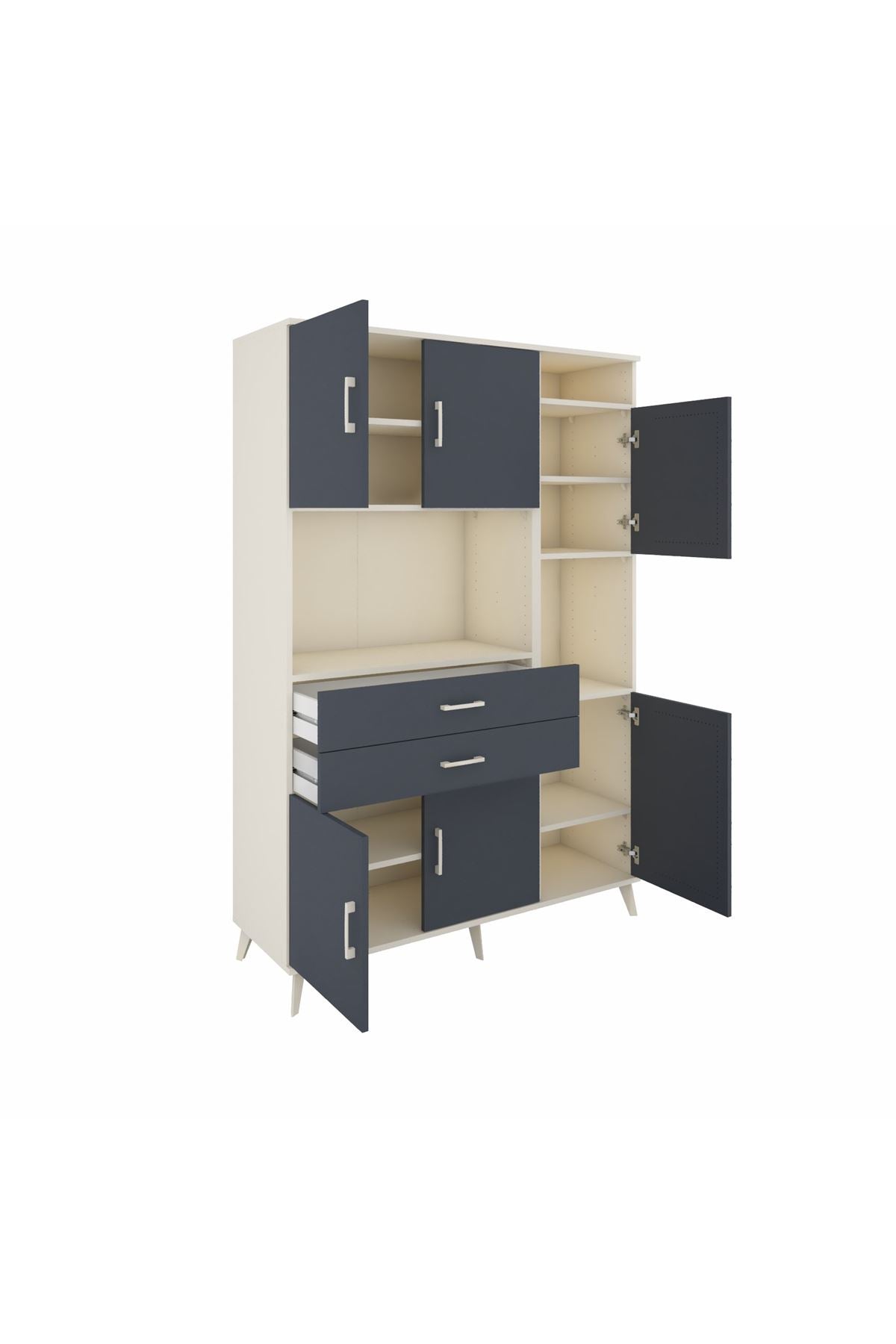 Hyperion Dolap 9 Raflı 2 Çekmeceli 6 Kapaklı 132x44x195 Aytaşı-Antrasit/Antrasit