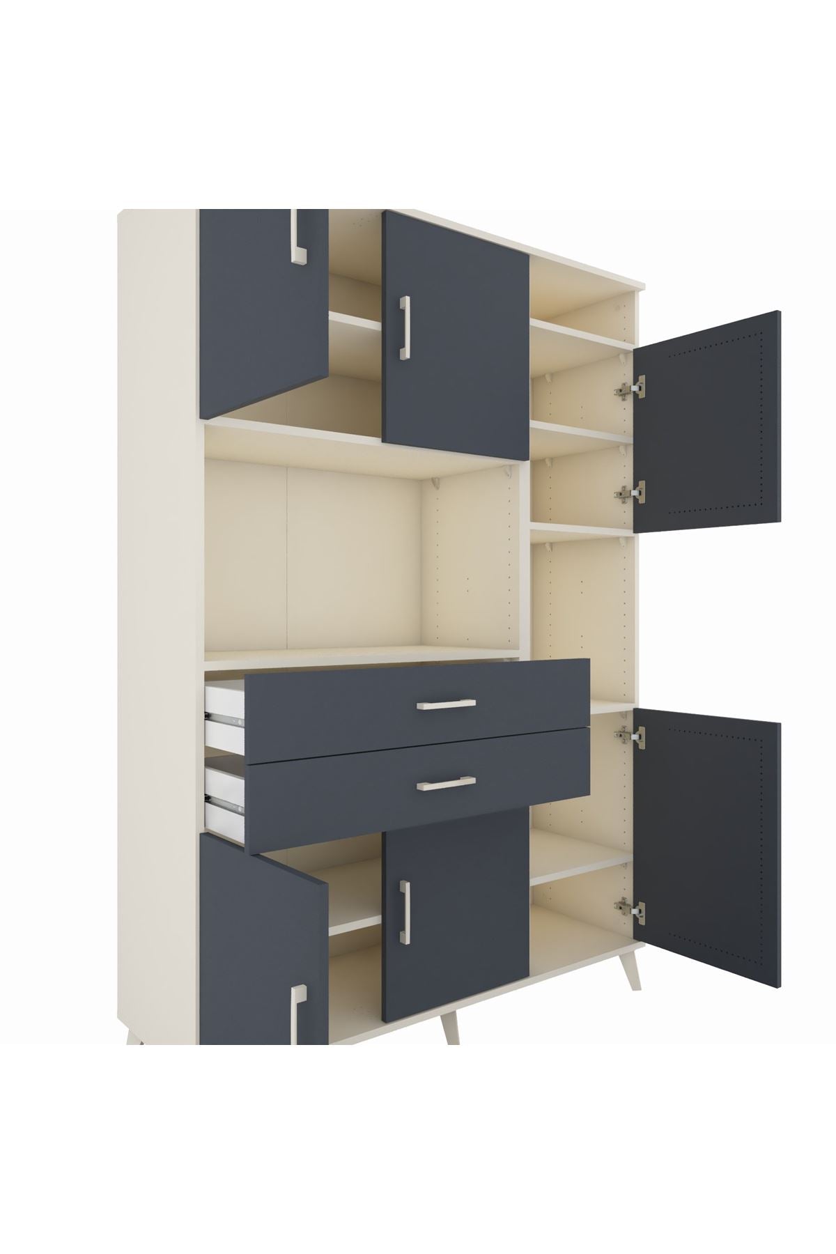 Hyperion Dolap 9 Raflı 2 Çekmeceli 6 Kapaklı 132x44x195 Aytaşı-Antrasit/Antrasit