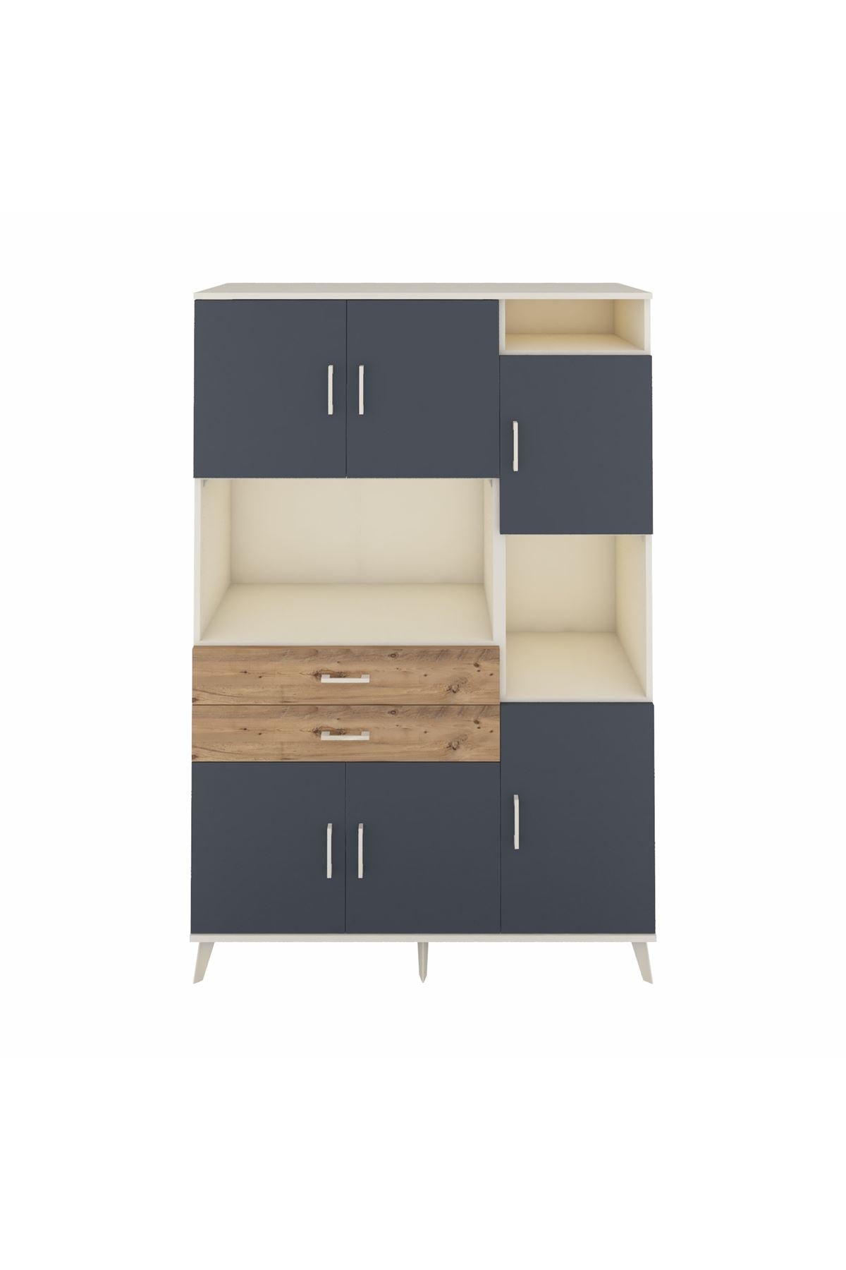 Hyperion Dolap 9 Raflı 2 Çekmeceli 6 Kapaklı 132x44x195 Aytaşı-Antrasit/Çam