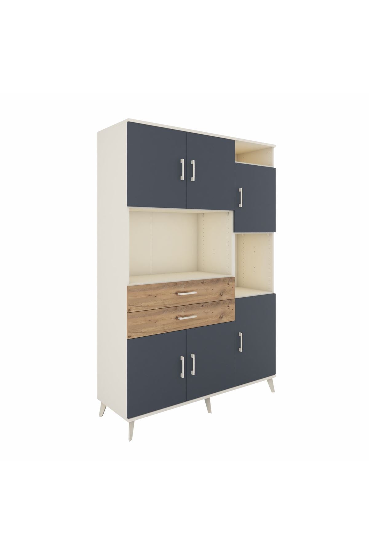 Hyperion Dolap 9 Raflı 2 Çekmeceli 6 Kapaklı 132x44x195 Aytaşı-Antrasit/Çam