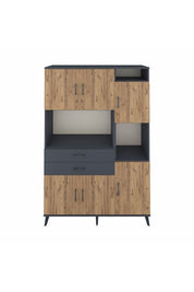 Hyperion Dolap 9 Raflı 2 Çekmeceli 6 Kapaklı 132x44x195 Antrasit-Çam/Antrasit