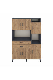Hyperion Dolap 9 Raflı 2 Çekmeceli 6 Kapaklı 132x44x195 Antrasit-Çam/Çam