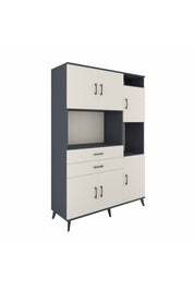 Hyperion Dolap 9 Raflı 2 Çekmeceli 6 Kapaklı 132x44x195 Antrasit-Aytaşı/Aytaşı