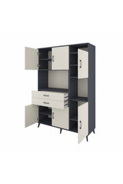 Hyperion Dolap 9 Raflı 2 Çekmeceli 6 Kapaklı 132x44x195 Antrasit-Aytaşı/Aytaşı