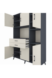 Hyperion Dolap 9 Raflı 2 Çekmeceli 6 Kapaklı 132x44x195 Antrasit-Aytaşı/Aytaşı