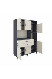 Hyperion Dolap 9 Raflı 2 Çekmeceli 6 Kapaklı 132x44x195 Antrasit-Aytaşı/Aytaşı