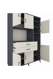 Hyperion Dolap 9 Raflı 2 Çekmeceli 6 Kapaklı 132x44x195 Antrasit-Aytaşı/Aytaşı