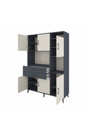 Hyperion Dolap 9 Raflı 2 Çekmeceli 6 Kapaklı 132x44x195 Antrasit-Aytaşı/Antrasit