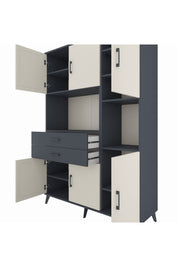 Hyperion Dolap 9 Raflı 2 Çekmeceli 6 Kapaklı 132x44x195 Antrasit-Aytaşı/Antrasit