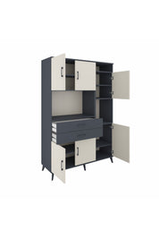 Hyperion Dolap 9 Raflı 2 Çekmeceli 6 Kapaklı 132x44x195 Antrasit-Aytaşı/Antrasit