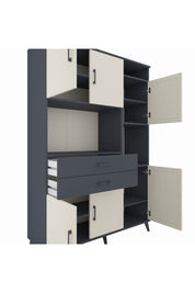 Hyperion Dolap 9 Raflı 2 Çekmeceli 6 Kapaklı 132x44x195 Antrasit-Aytaşı/Antrasit