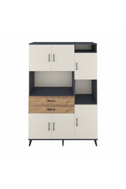 Hyperion Dolap 9 Raflı 2 Çekmeceli 6 Kapaklı 132x44x195 Antrasit-Aytaşı/Çam