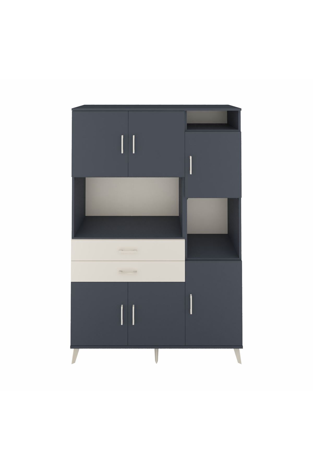 Hyperion Dolap 9 Raflı 2 Çekmeceli 6 Kapaklı 132x44x195 Antrasit-Antrasit/Aytaşı