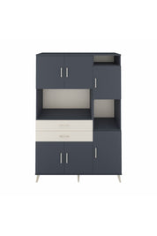 Hyperion Dolap 9 Raflı 2 Çekmeceli 6 Kapaklı 132x44x195 Antrasit-Antrasit/Aytaşı