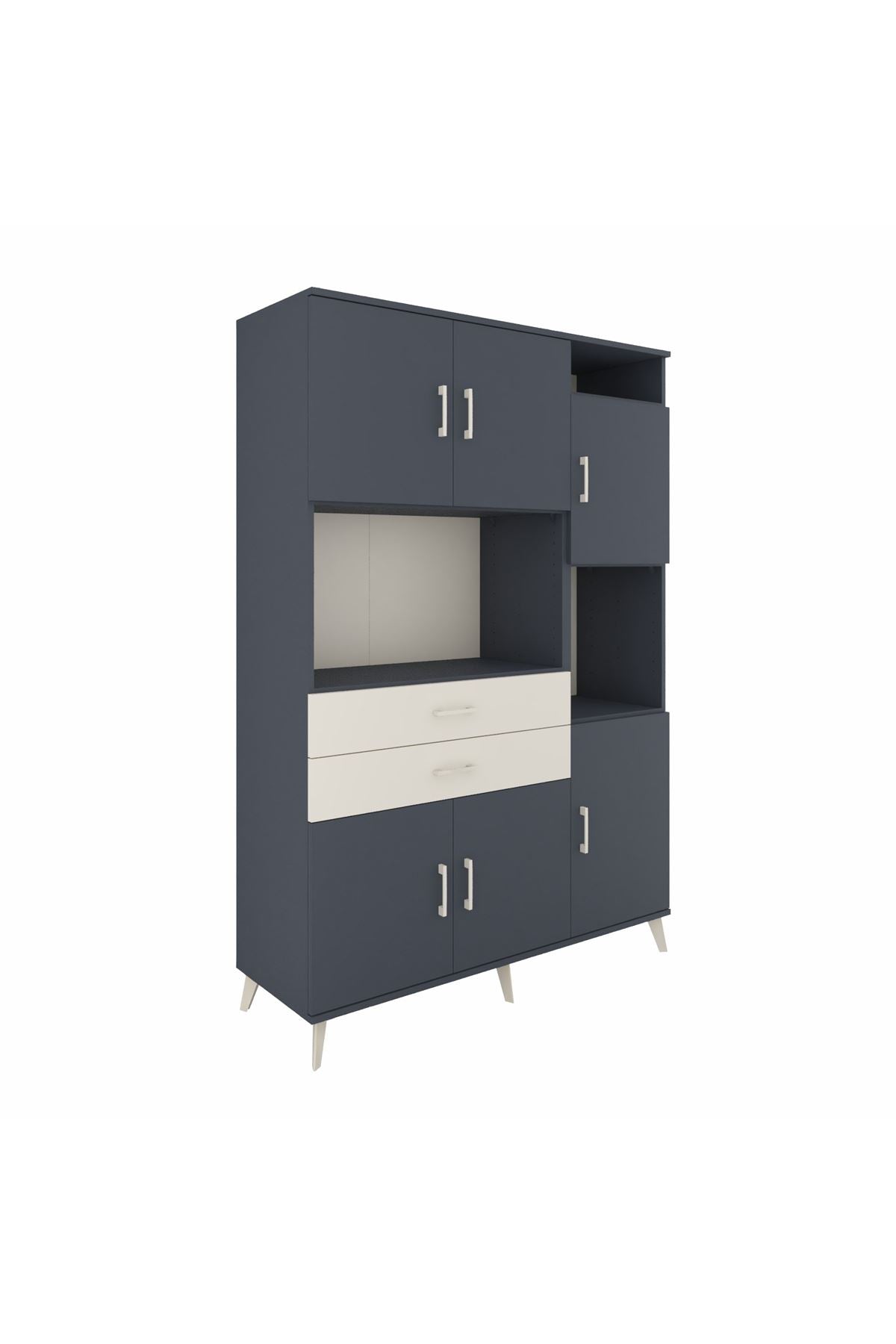 Hyperion Dolap 9 Raflı 2 Çekmeceli 6 Kapaklı 132x44x195 Antrasit-Antrasit/Aytaşı