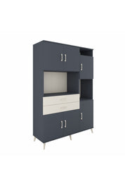 Hyperion Dolap 9 Raflı 2 Çekmeceli 6 Kapaklı 132x44x195 Antrasit-Antrasit/Aytaşı